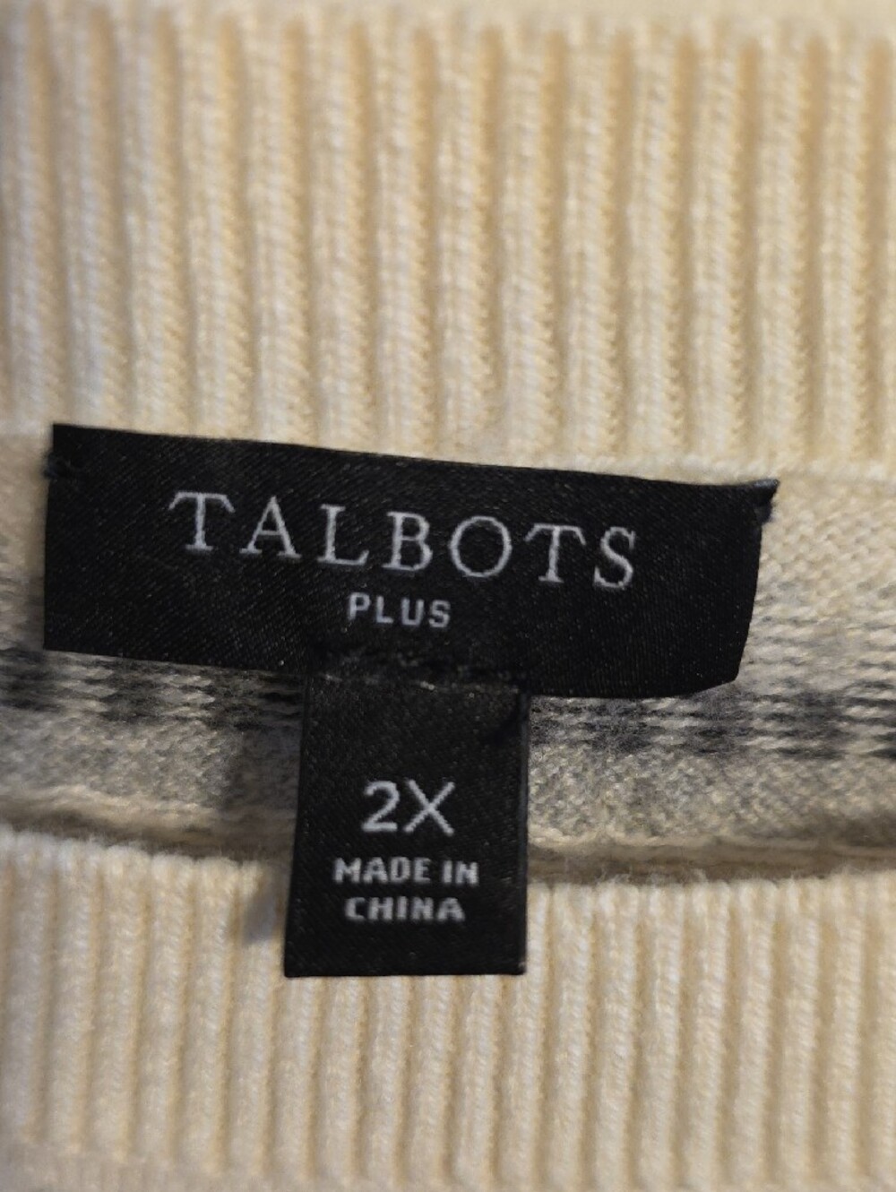 Talbots Cream Fair Isle Crewneck Sweater with Orange & Gray Accents - Picture 2 of 6